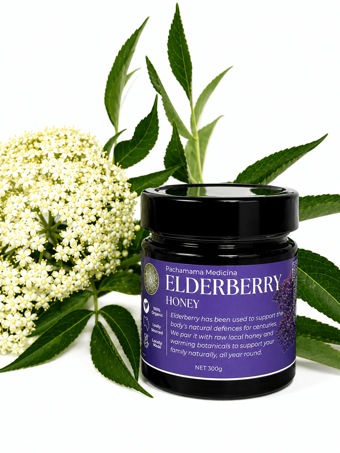 Elderberry Honey by Pachamama Medicina, raw Australian elderberry and honey immune tonic, handcrafted in Northern Rivers NSW